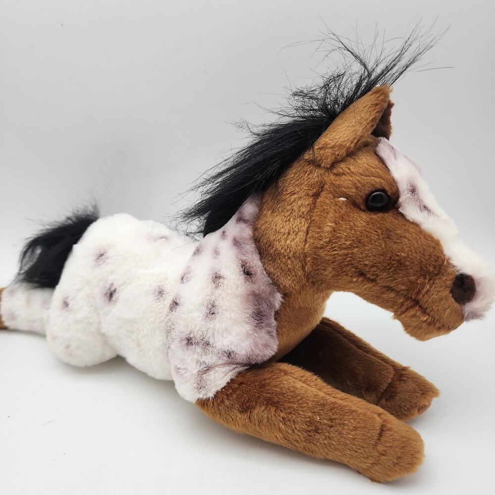 Demdaco Spotted Horse Plush Stuffed Animal 14" Purple Brown Fur Black Mane 2020